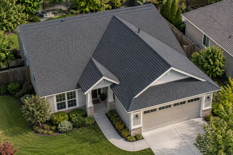 Illustrative home with clear roof planes and no solar panels